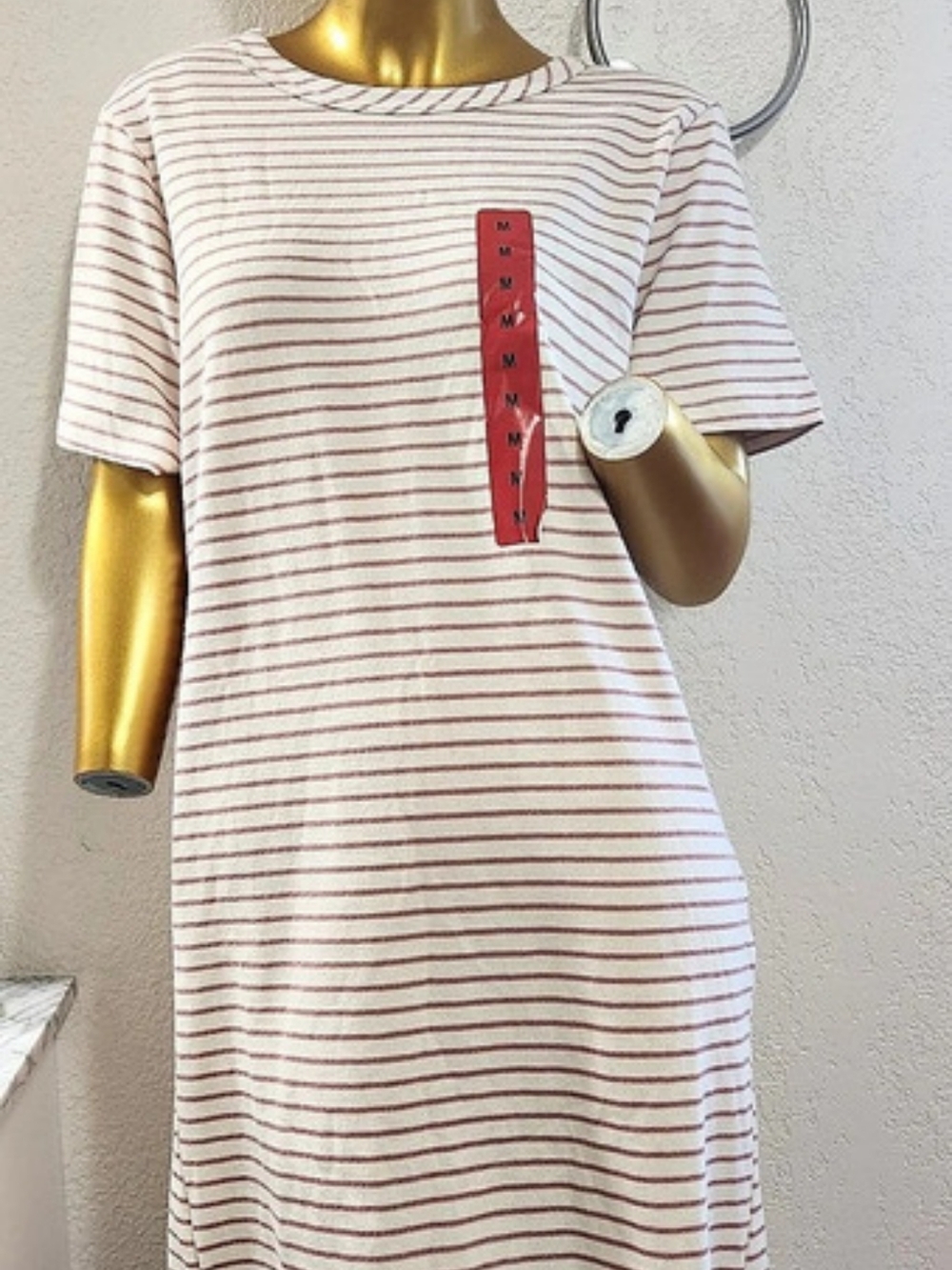 Buffalo David Bitton Striped Midi Dress in Pink & White Size Medium